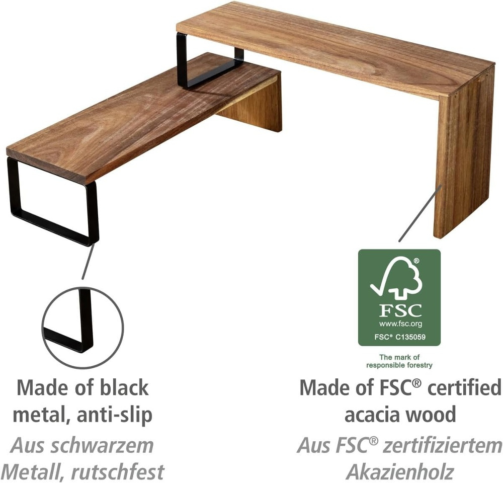 Kryddhylla för köksbänken, 2-delad, ACACIA KITCHEN SHELF, Brun / Svart i gruppen Förvaring / Köksförvaring / Organisera köksskåp / Kryddställ hos SmartaSaker.se (41596)