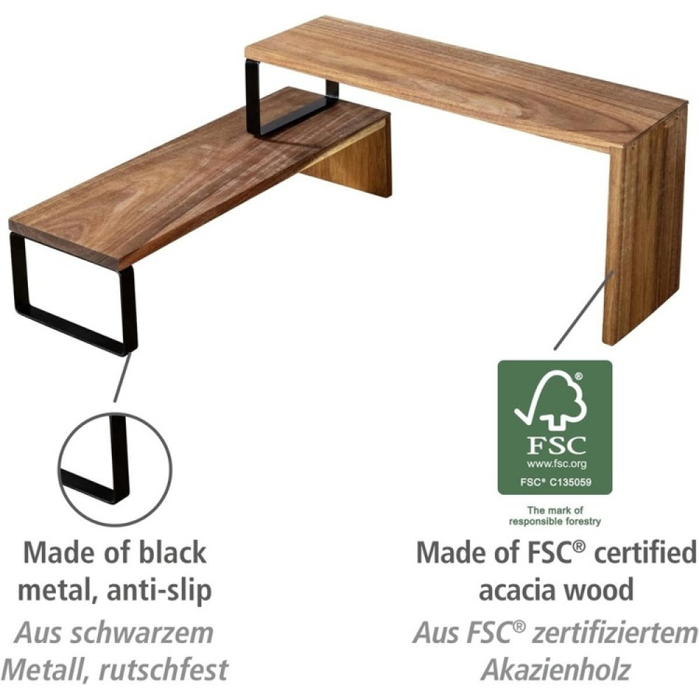Kryddhylla för köksbänken, 2-delad, ACACIA KITCHEN SHELF, Brun / Svart i gruppen Förvaring / Köksförvaring / Organisera köksskåp / Kryddhyllor hos SmartaSaker.se (41596)