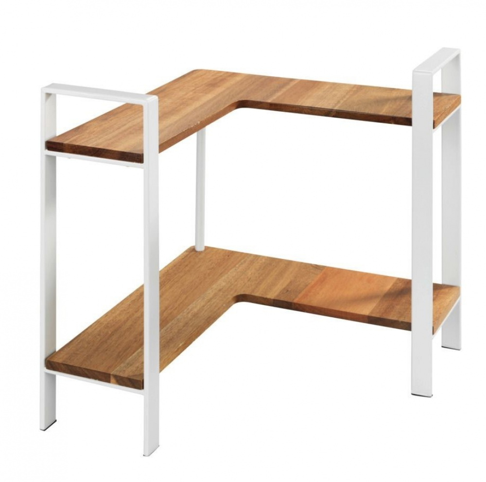 Kryddhylla för köksbänken, ACACIA CORNER SHELF, 30 x 30 x H 33 cm, Vit / Brun i gruppen Förvaring / Köksförvaring hos SmartaSaker.se (41597)