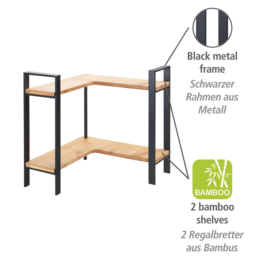 Kryddhylla för köksbänken, LOU SPICE CORNER SHELF, 30 x 30 x H 33 cm, Svart & bambu i gruppen Förvaring / Köksförvaring hos SmartaSaker.se (41598)