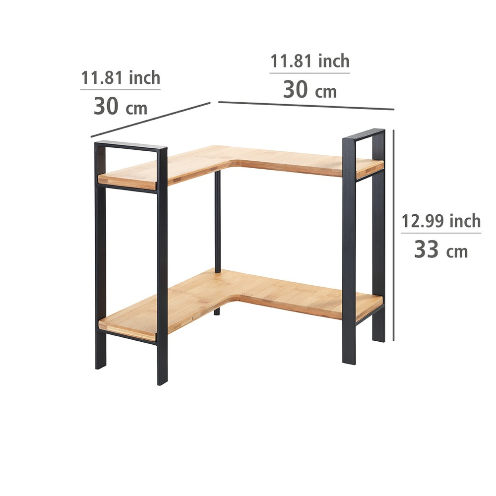 Kryddhylla för köksbänken, LOU SPICE CORNER SHELF, 30 x 30 x H 33 cm, Svart & bambu i gruppen Förvaring / Köksförvaring hos SmartaSaker.se (41598)