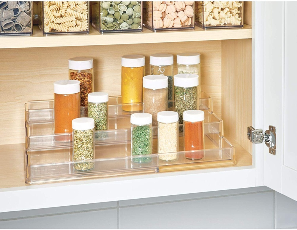 Kryddhylla i 3 plan, Utdragbar, ID CABINET ORGANIZER, 42,5 till 66,5 cm, Transparent i gruppen Förvaring / Köksförvaring / Organisera köksskåp / Kryddställ hos SmartaSaker.se (41602)