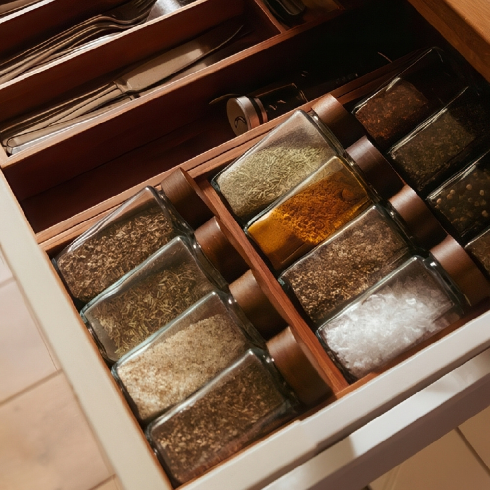 Kryddställ för låda, BAMBOO SPICE RACK, 20 x 38 x H 6 cm, Brun i gruppen Förvaring / Köksförvaring / Organisera köksskåp / Kryddhyllor hos SmartaSaker.se (41607)