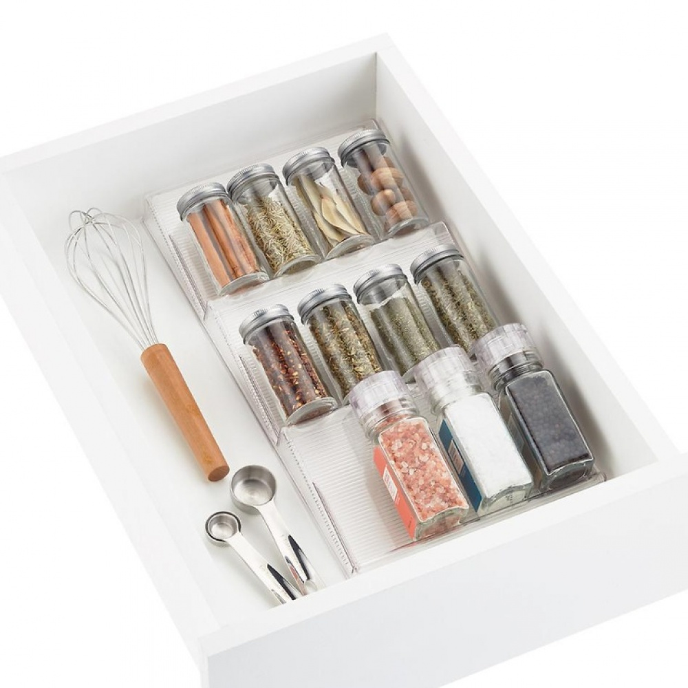 Kryddställ för låda, IN-DRAWER SPICE RACK, 21,6 x 42 x H 4 cm, Transparent i gruppen Förvaring / Köksförvaring / Organisera köksskåp hos SmartaSaker.se (41608)