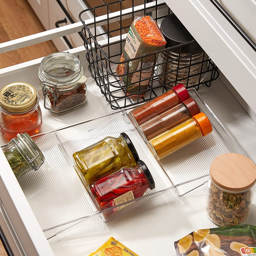 Kryddställ för låda, IN-DRAWER SPICE RACK, 21,6 x 42 x H 4 cm, Transparent i gruppen Förvaring / Köksförvaring / Organisera köksskåp hos SmartaSaker.se (41608)