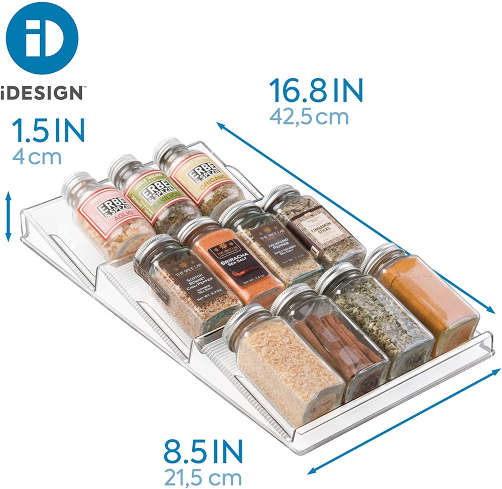 Kryddställ för låda, IN-DRAWER SPICE RACK, 21,6 x 42 x H 4 cm, Transparent i gruppen Förvaring / Köksförvaring / Organisera köksskåp hos SmartaSaker.se (41608)