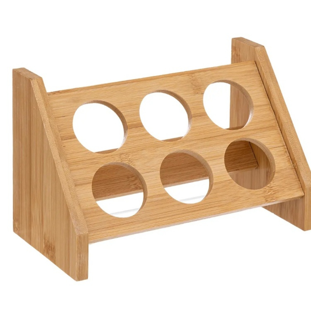 Kryddställ i bambu med 6 glasburkar, BAMBOO SPICE RACK, Natur i gruppen Förvaring / Köksförvaring / Organisera köksskåp / Kryddhyllor hos SmartaSaker.se (41609)