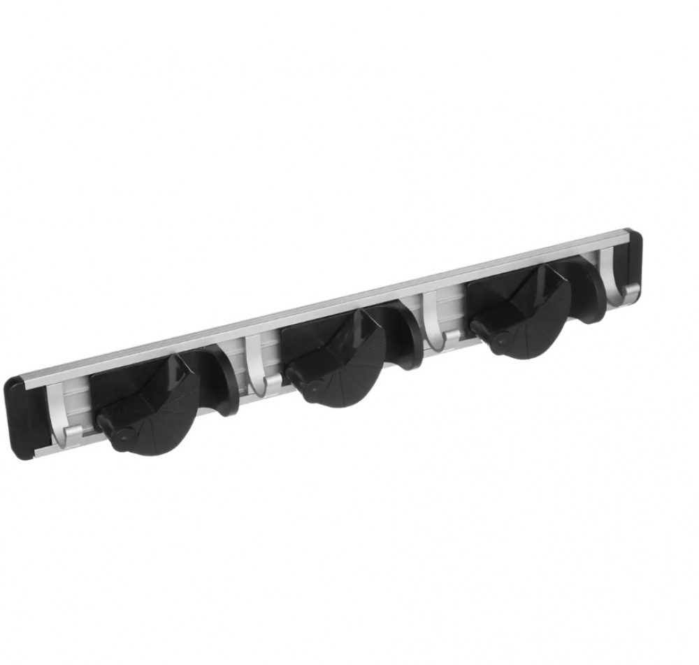 Kvasthållare med krokar, MOP HOLDER, 40 cm, Aluminium / Svart i gruppen Förvaring / Förråd- och garageförvaring / Redskapshållare hos SmartaSaker.se (41623)