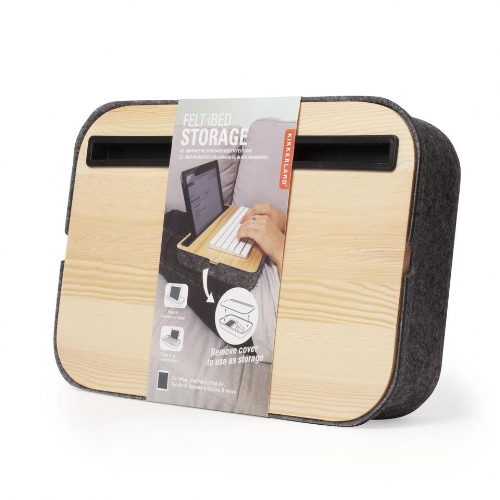 Laptop Bricka med förvaring. KIKKERLAND LAP DESK STORAGE, 36 x 24,5 x H 8 cm, Natur / Grå i gruppen Förvaring / Kontorsmaterial hos SmartaSaker.se (41638)