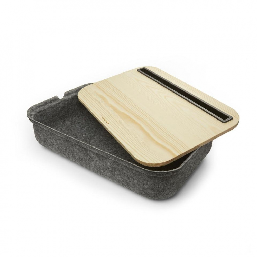 Laptop Bricka med förvaring. KIKKERLAND LAP DESK STORAGE, 36 x 24,5 x H 8 cm, Natur / Grå i gruppen Förvaring / Kontorsmaterial hos SmartaSaker.se (41638)