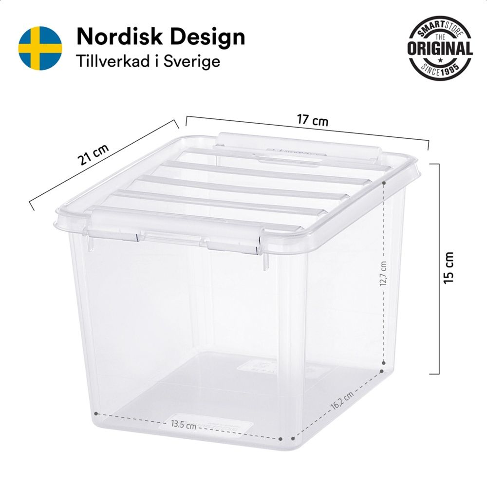 Liten Låda, SMARTSTORE 3L, CLASSIC, 21 x 17 x H15 cm, Klar / Svart i gruppen Förvaring / Förvaringslådor / Småförvaring / Askar hos SmartaSaker.se (41649)