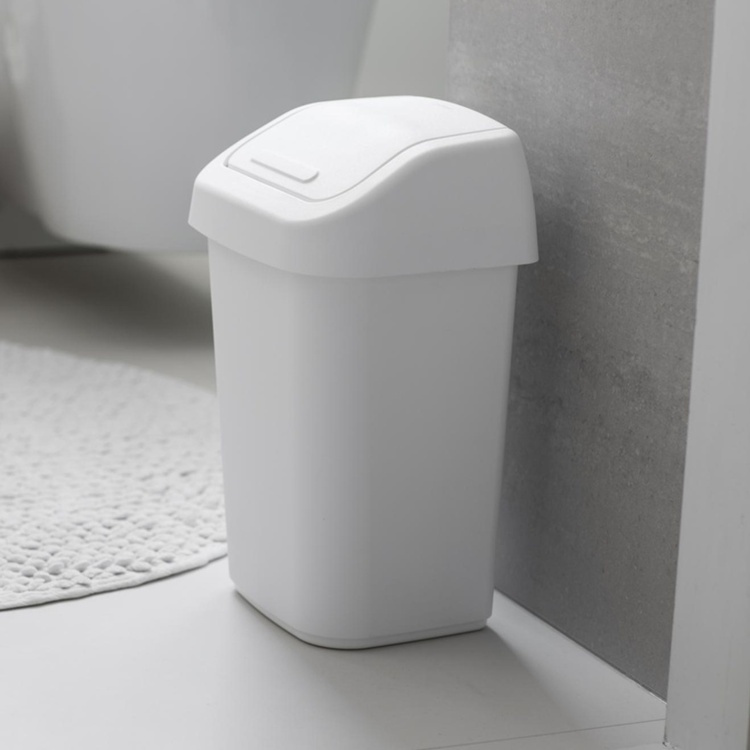 Liten Papperskorg med vipplock, ORTHEX 10 L, 25 x 21 x H 37 cm, Vit i gruppen Förvaring / Badrumsförvaring / Papperskorgar hos SmartaSaker.se (41652)