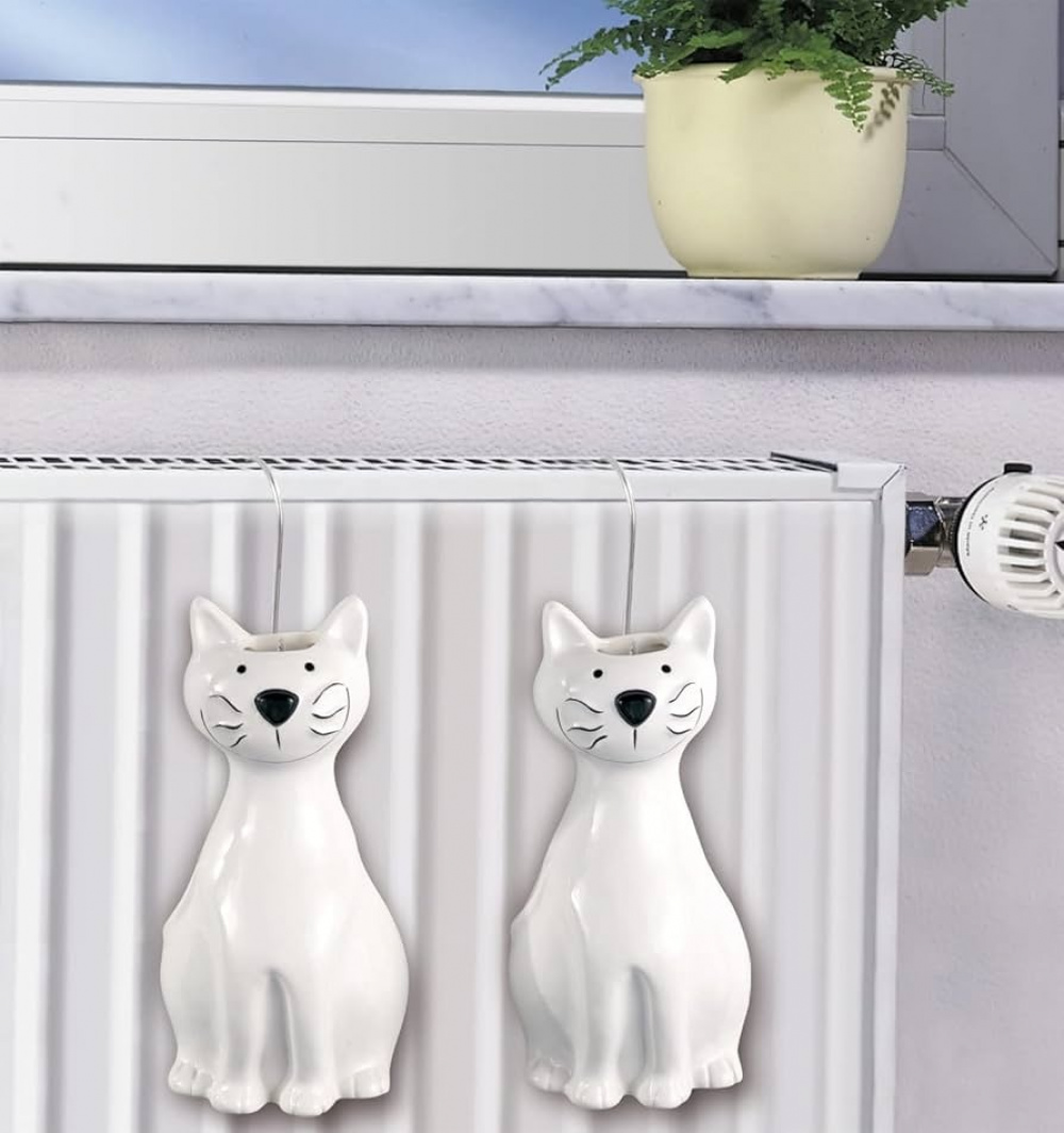 Luftfuktare för element i Keramik, 2 st, NICE WHITE CATS, Vita i gruppen Förvaring / Tvätt och tork hos SmartaSaker.se (41667)