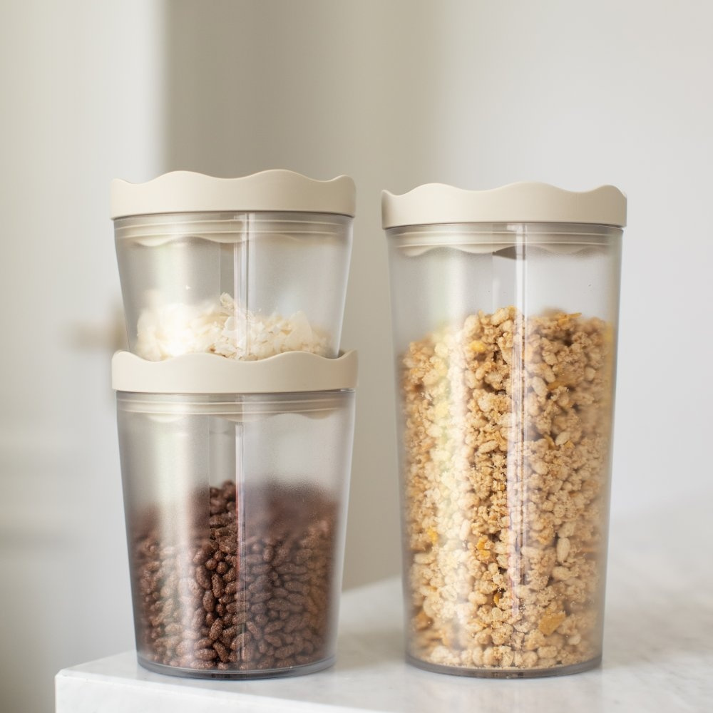 Lufttät behållare, 1 Liter, KOIZOL PRINCE ORGANIC LARGE CONTAINER , Transparent / Beige i gruppen Förvaring / Köksförvaring / Förvaringslådor och burkar hos SmartaSaker.se (41675)