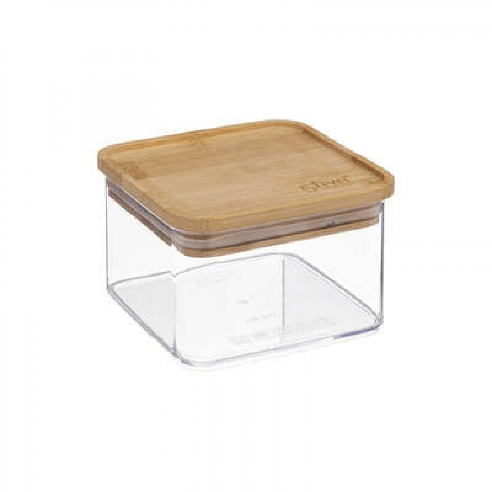Lufttät behållare, Fyrkantig, 0,5 L, ESKE BAMBOO SMALL, 10,4 x 10,4 x H 7,2 cm, Klar / Natur i gruppen Förvaring / Köksförvaring / Förvaringslådor och burkar / Eske hos SmartaSaker.se (41684)