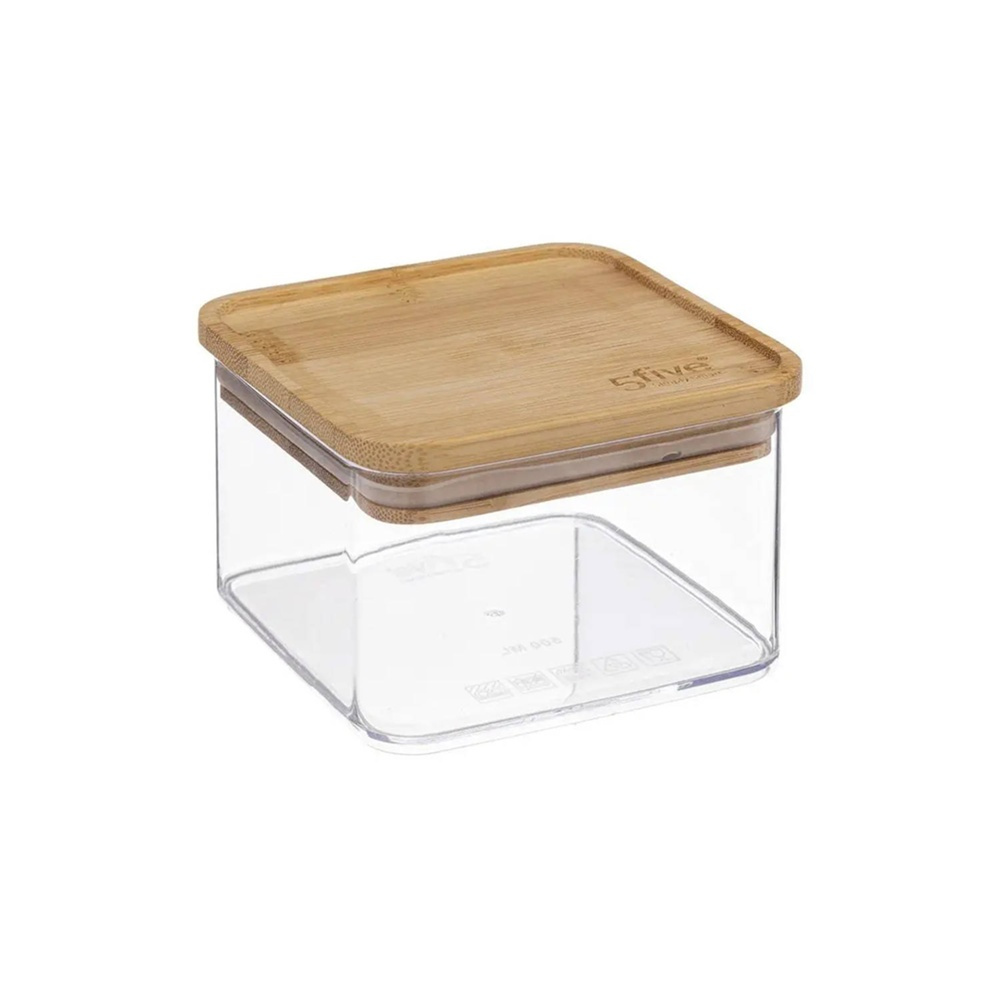 Lufttät behållare, Fyrkantig, 0,5 L, ESKE BAMBOO SMALL, 10,4 x 10,4 x H 7,2 cm, Klar / Natur i gruppen Förvaring / Köksförvaring / Förvaringslådor och burkar / Eske hos SmartaSaker.se (41684)