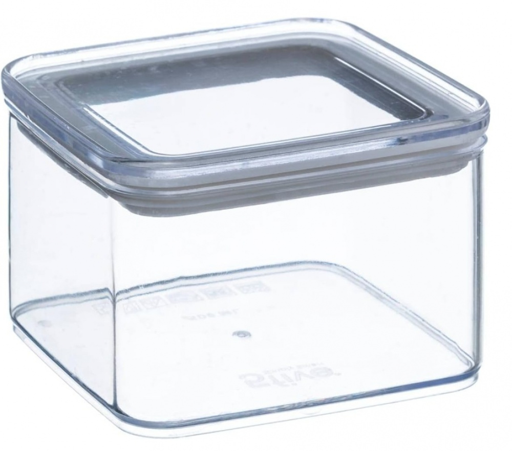 Lufttät behållare, Fyrkantig, 0,5 L, ESKE SMALL, 10,4 x 10,4 x H 7 cm, Klar / Vit i gruppen Förvaring / Köksförvaring hos SmartaSaker.se (41685)