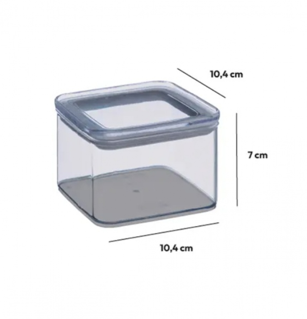 Lufttät behållare, Fyrkantig, 0,5 L, ESKE SMALL, 10,4 x 10,4 x H 7 cm, Klar / Vit i gruppen Förvaring / Köksförvaring hos SmartaSaker.se (41685)