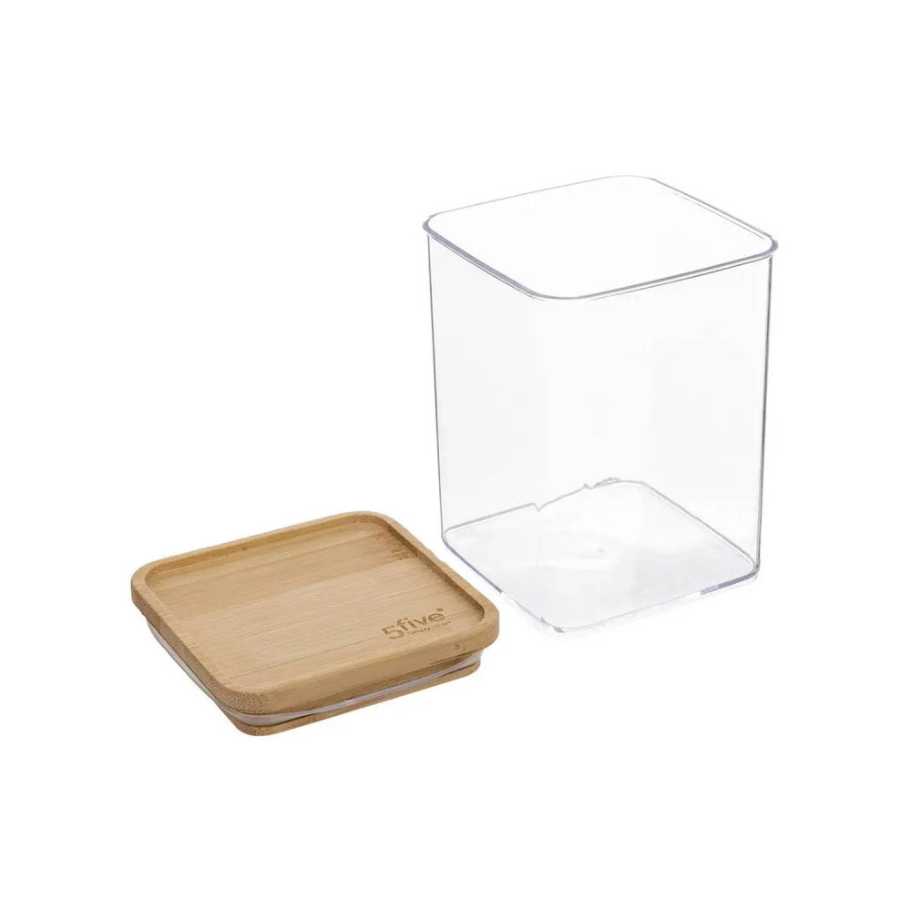 Lufttät behållare, Fyrkantig, 1 L, ESKE BAMBOO MEDIUM, 10,4 x 10,4 x H 14 cm, Klar / Natur i gruppen Förvaring / Köksförvaring / Förvaringslådor och burkar hos SmartaSaker.se (41686)