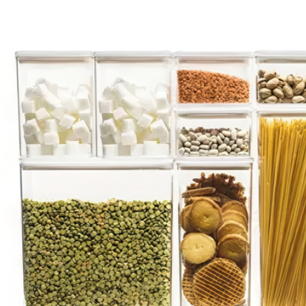 Lufttät behållare, Fyrkantig, 1 L, ESKE MEDIUM, 10,4 x 10,4 x H 14 cm, Klar / Vit i gruppen Förvaring / Köksförvaring / Förvaringsburkar / 5five förvaringsburkar hos SmartaSaker.se (41687)