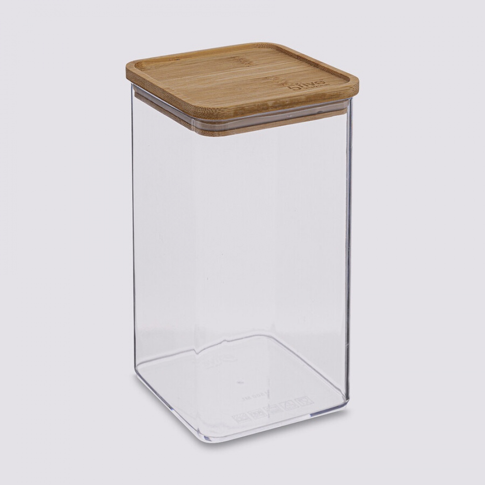 Lufttät behållare, Fyrkantig, 1,5 L, ESKE BAMBOO LARGE 10,4 x 10,4 x H 20,5cm, Klar / Natur i gruppen Förvaring / Köksförvaring / Förvaringslådor och burkar / Eske hos SmartaSaker.se (41688)