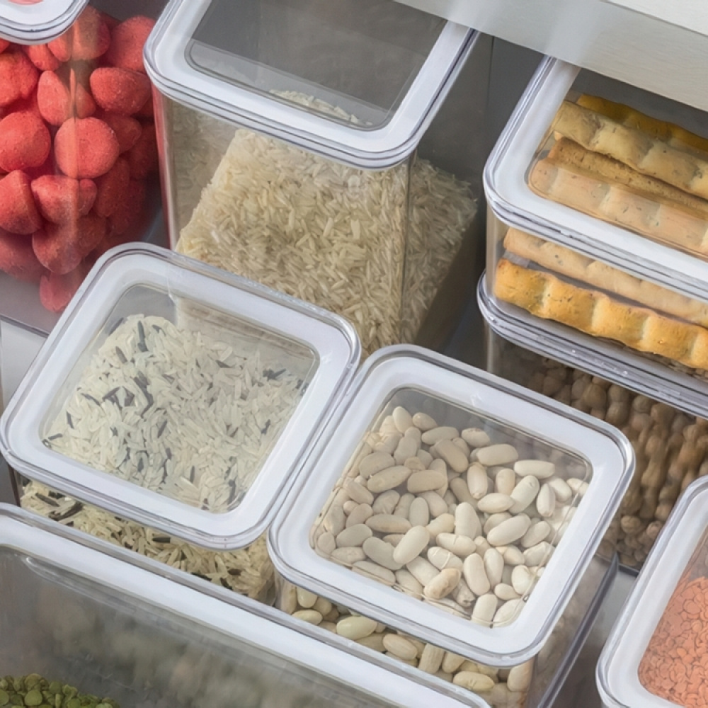 Lufttät behållare, Fyrkantig, 1,5 L, ESKE LARGE 10,4 x 10,4 x H 20,5cm, Klar / Vit i gruppen Förvaring / Köksförvaring / Förvaringsburkar / 5five förvaringsburkar hos SmartaSaker.se (41689)