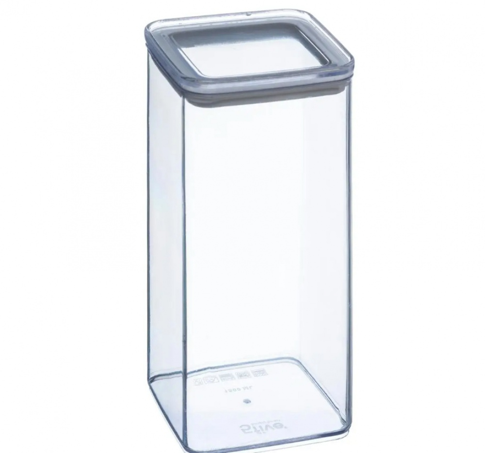 Lufttät behållare, Fyrkantig, 1,5 L, ESKE LARGE 10,4 x 10,4 x H 20,5cm, Klar / Vit i gruppen Förvaring / Köksförvaring / Förvaringslådor och burkar / Eske hos SmartaSaker.se (41689)