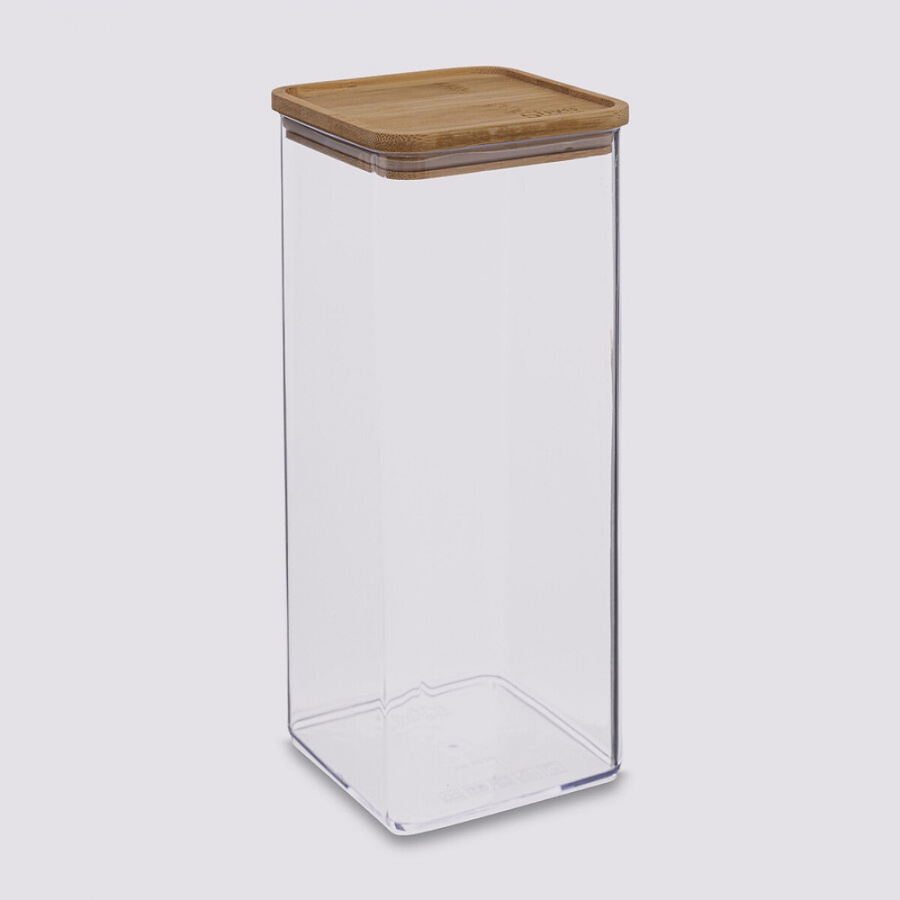 Lufttät behållare, Fyrkantig, 2 L, ESKE BAMBOO XL, 10,4 x 10,4 x H 27,5cm, Klar / Nature i gruppen Förvaring / Köksförvaring / Förvaringslådor och burkar / Eske hos SmartaSaker.se (41690)