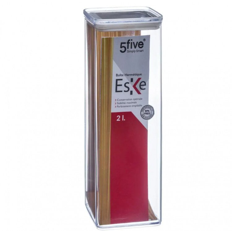 Lufttät behållare, Fyrkantig, 2 L, ESKE XL, 10,4 x 10,4 x H 27,5cm, Klar / Vit i gruppen Förvaring / Köksförvaring / Förvaringsburkar / 5five förvaringsburkar hos SmartaSaker.se (41691)