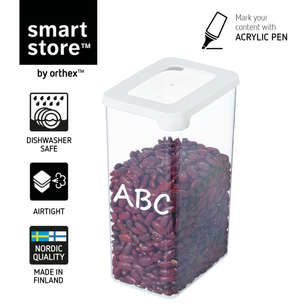 Lufttät behållare, Medium, 1,6 Liter, VISION Klar / Vit i gruppen Förvaring / Köksförvaring / Förvaringslådor och burkar / SmartStore hos SmartaSaker.se (41692)