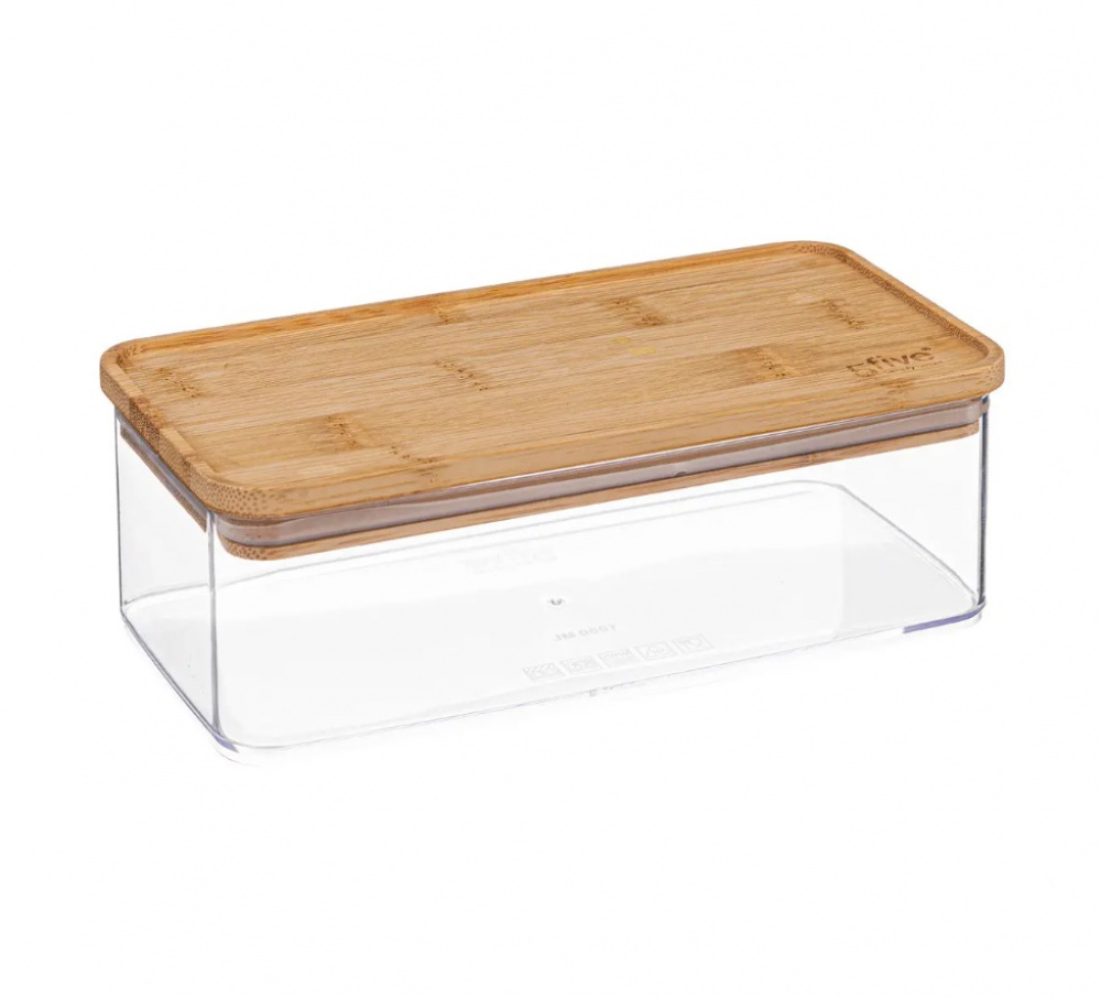 Lufttät behållare, Rektangulär, 1 L, ESKE BAMBOO SMALL, 20,4 x 10,4 x H 7 cm, Klar / Natur i gruppen Förvaring / Köksförvaring / Förvaringslådor och burkar / Eske hos SmartaSaker.se (41693)