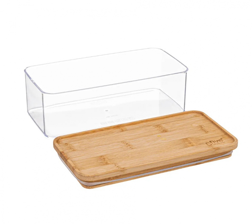 Lufttät behållare, Rektangulär, 1 L, ESKE BAMBOO SMALL, 20,4 x 10,4 x H 7 cm, Klar / Natur i gruppen Förvaring / Köksförvaring / Förvaringslådor och burkar / Eske hos SmartaSaker.se (41693)