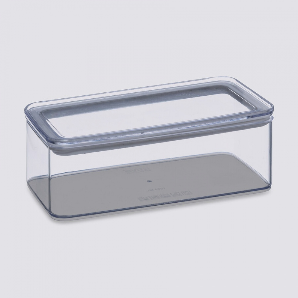 Lufttät behållare, Rektangulär, 1 L, ESKE SMALL, 20,4 x 10,4 x H 7 cm, Klar / Vit i gruppen Förvaring / Köksförvaring / Förvaringslådor och burkar hos SmartaSaker.se (41694)