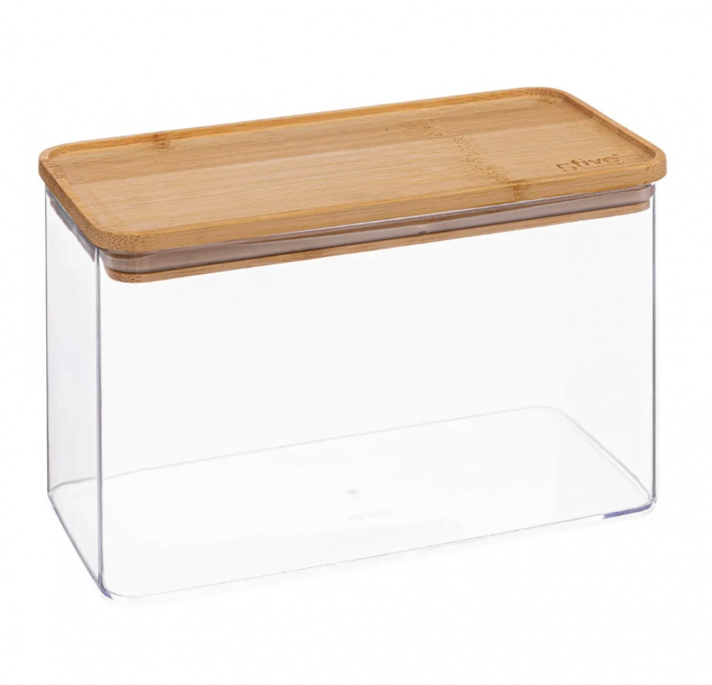 Lufttät behållare, Rektangulär, 2 L, ESKE BAMBOO MEDIUM, 20,4 x 10,4 x H 13,6 cm, Klar / Nature i gruppen Förvaring / Köksförvaring / Förvaringslådor och burkar / Eske hos SmartaSaker.se (41695)