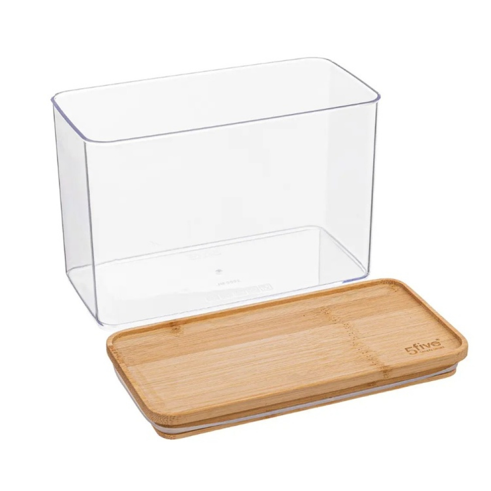 Lufttät behållare, Rektangulär, 2 L, ESKE BAMBOO MEDIUM, 20,4 x 10,4 x H 13,6 cm, Klar / Nature i gruppen Förvaring / Köksförvaring / Förvaringsburkar / 5five förvaringsburkar hos SmartaSaker.se (41695)