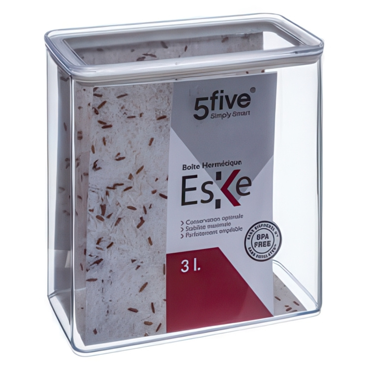 Lufttät behållare, Rektangulär, 3 L, ESKE LARGE, 20,4 x 10,4 x H 20,5 cm, Klar / Vit i gruppen Förvaring / Köksförvaring / Förvaringsburkar / 5five förvaringsburkar hos SmartaSaker.se (41698)
