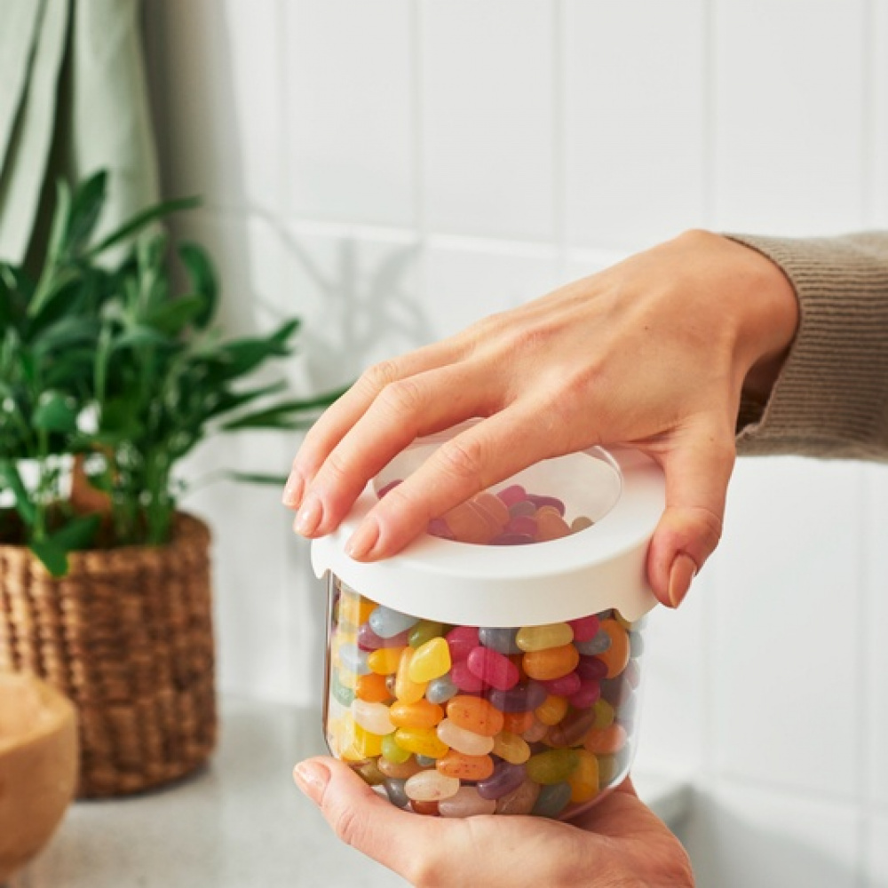 Lufttät behållare, Rund, Liten, 0,75 Liter, VISION, Ã˜ 11,5 x H 10 cm, Klar / Vit i gruppen Förvaring / Köksförvaring / Förvaringslådor och burkar / SmartStore hos SmartaSaker.se (41701)