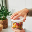 Lufttät behållare, Rund, Liten, 0,75 Liter, VISION, Ø 11,5 x H 10 cm, Klar / Vit Lufttät behållare, Rund, Liten, 0,75 Liter, VISION, Ø 11,5 x H 10 cm, Klar / Vit