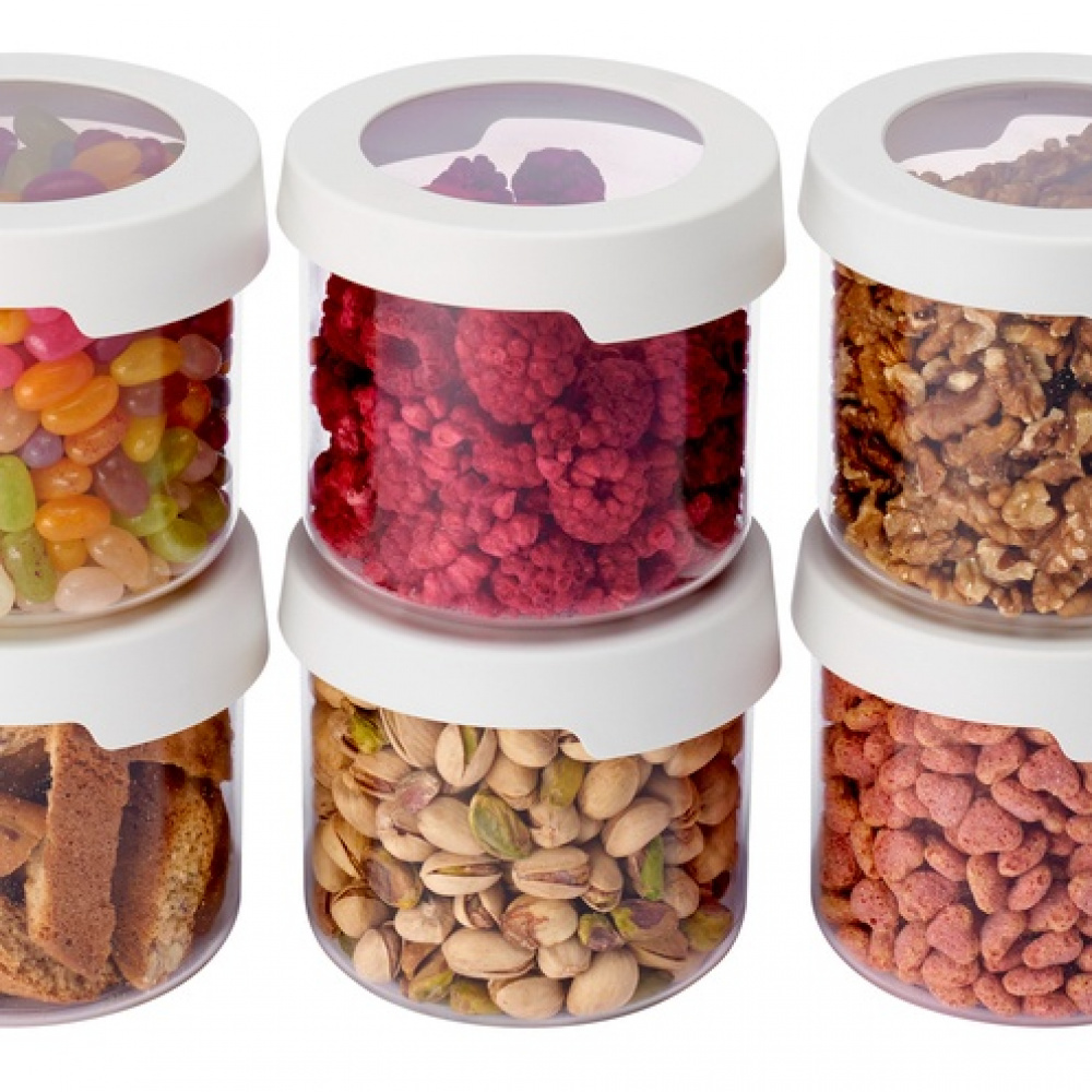 Lufttät behållare, Rund, Liten, 0,75 Liter, VISION, Ã˜ 11,5 x H 10 cm, Klar / Vit i gruppen Förvaring / Köksförvaring / Förvaringslådor och burkar / SmartStore hos SmartaSaker.se (41701)