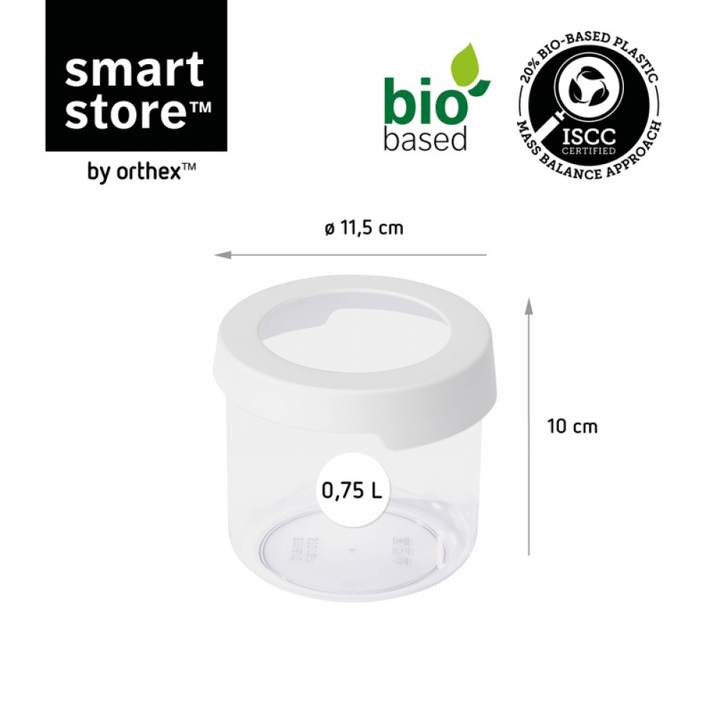 Lufttät behållare, Rund, Liten, 0,75 Liter, VISION, Ã˜ 11,5 x H 10 cm, Klar / Vit i gruppen Förvaring / Köksförvaring / Förvaringslådor och burkar / SmartStore hos SmartaSaker.se (41701)