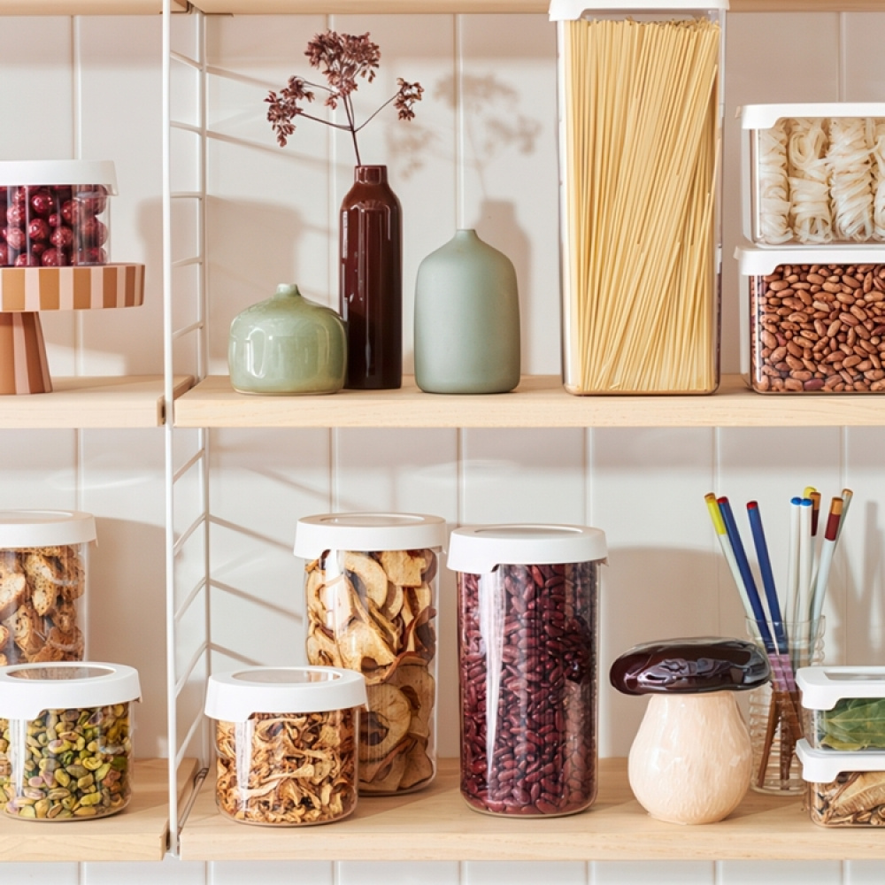Lufttät behållare, Rund, Liten, 0,75 Liter, VISION, Ø 11,5 x H 10 cm, Klar / Vit i gruppen Förvaring / Köksförvaring / Förvaringsburkar / SmartStore förvaringsburkar hos SmartaSaker.se (41701)
