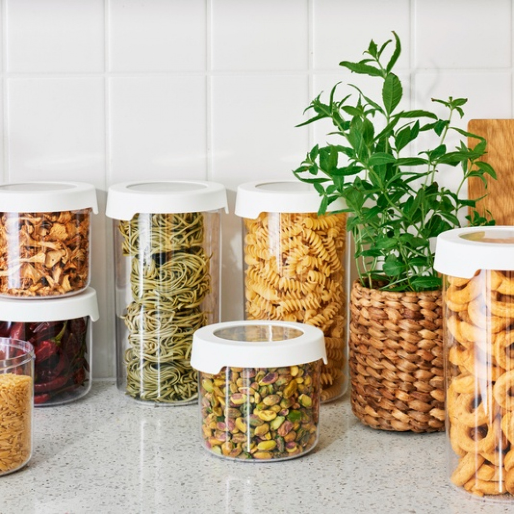 Lufttät behållare, Rund, Liten, 0,75 Liter, VISION, Ã˜ 11,5 x H 10 cm, Klar / Vit i gruppen Förvaring / Köksförvaring / Förvaringslådor och burkar / SmartStore hos SmartaSaker.se (41701)