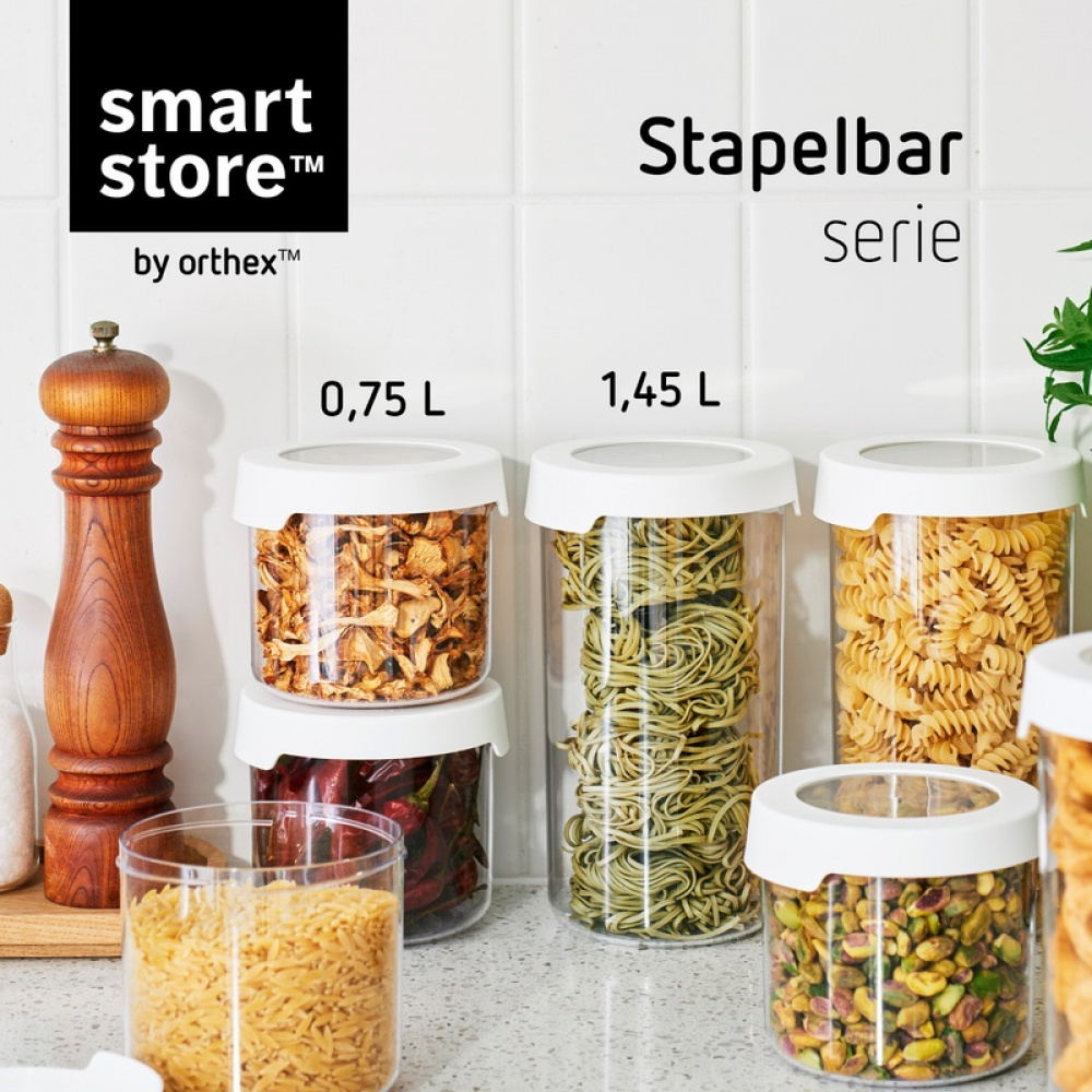 Lufttät behållare, Rund, Stor, 1,45 Liter, VISION, Ã˜ 11,5 x H 20 cm, Klar / Vit i gruppen Förvaring / Köksförvaring / Förvaringslådor och burkar / SmartStore hos SmartaSaker.se (41702)