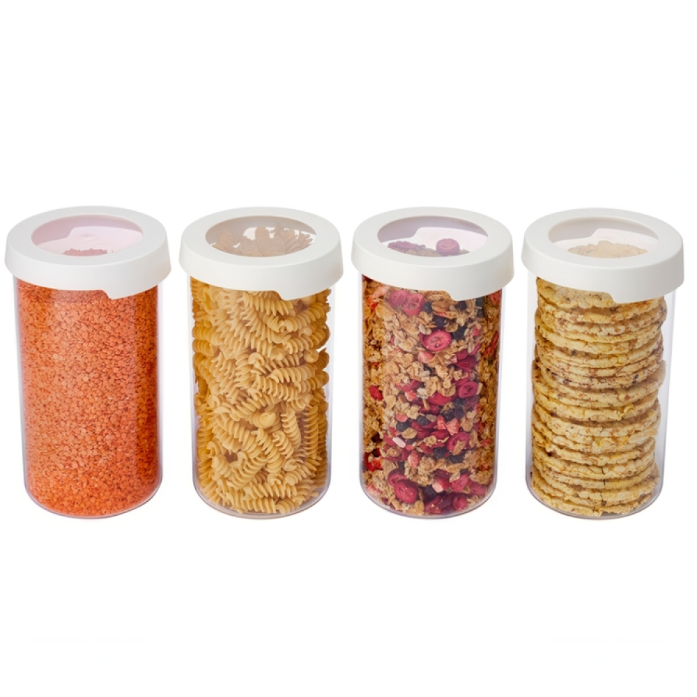 Lufttät behållare, Rund, Stor, 1,45 Liter, VISION, Ø 11,5 x H 20 cm, Klar / Vit i gruppen Förvaring / Köksförvaring / Förvaringsburkar / SmartStore förvaringsburkar hos SmartaSaker.se (41702)