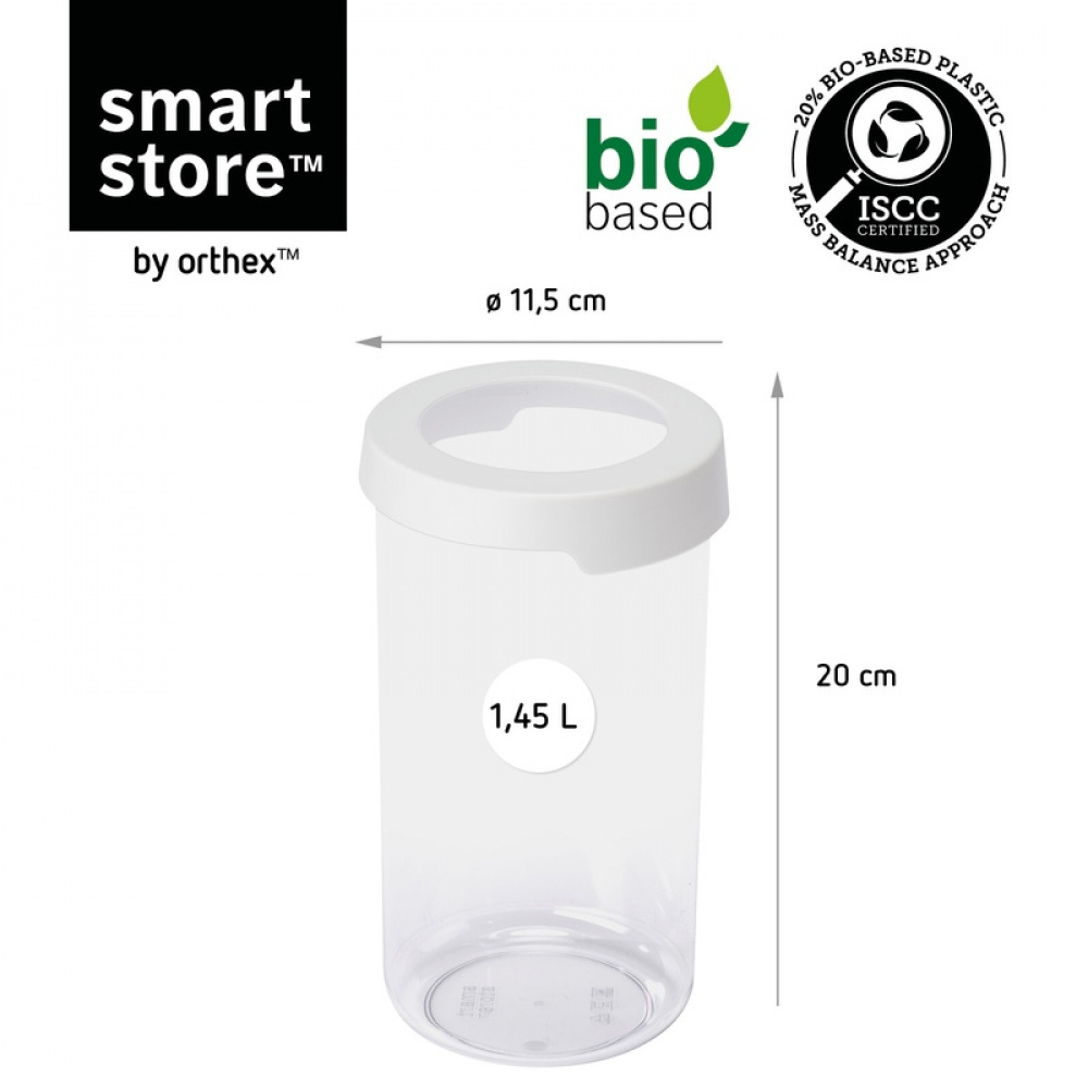 Lufttät behållare, Rund, Stor, 1,45 Liter, VISION, Ã˜ 11,5 x H 20 cm, Klar / Vit i gruppen Förvaring / Köksförvaring / Förvaringslådor och burkar / SmartStore hos SmartaSaker.se (41702)