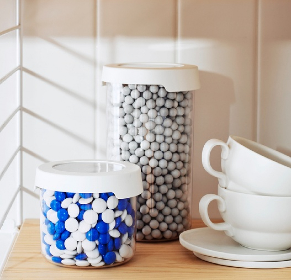 Lufttät behållare, Rund, Stor, 1,45 Liter, VISION, Ã˜ 11,5 x H 20 cm, Klar / Vit i gruppen Förvaring / Köksförvaring / Förvaringslådor och burkar / SmartStore hos SmartaSaker.se (41702)