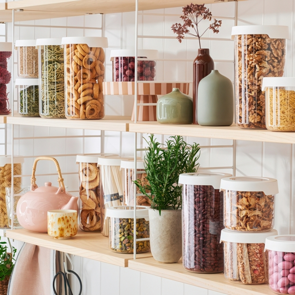 Lufttät behållare, Rund, Stor, 1,45 Liter, VISION, Ø 11,5 x H 20 cm, Klar / Vit i gruppen Förvaring / Köksförvaring / Förvaringsburkar / SmartStore förvaringsburkar hos SmartaSaker.se (41702)