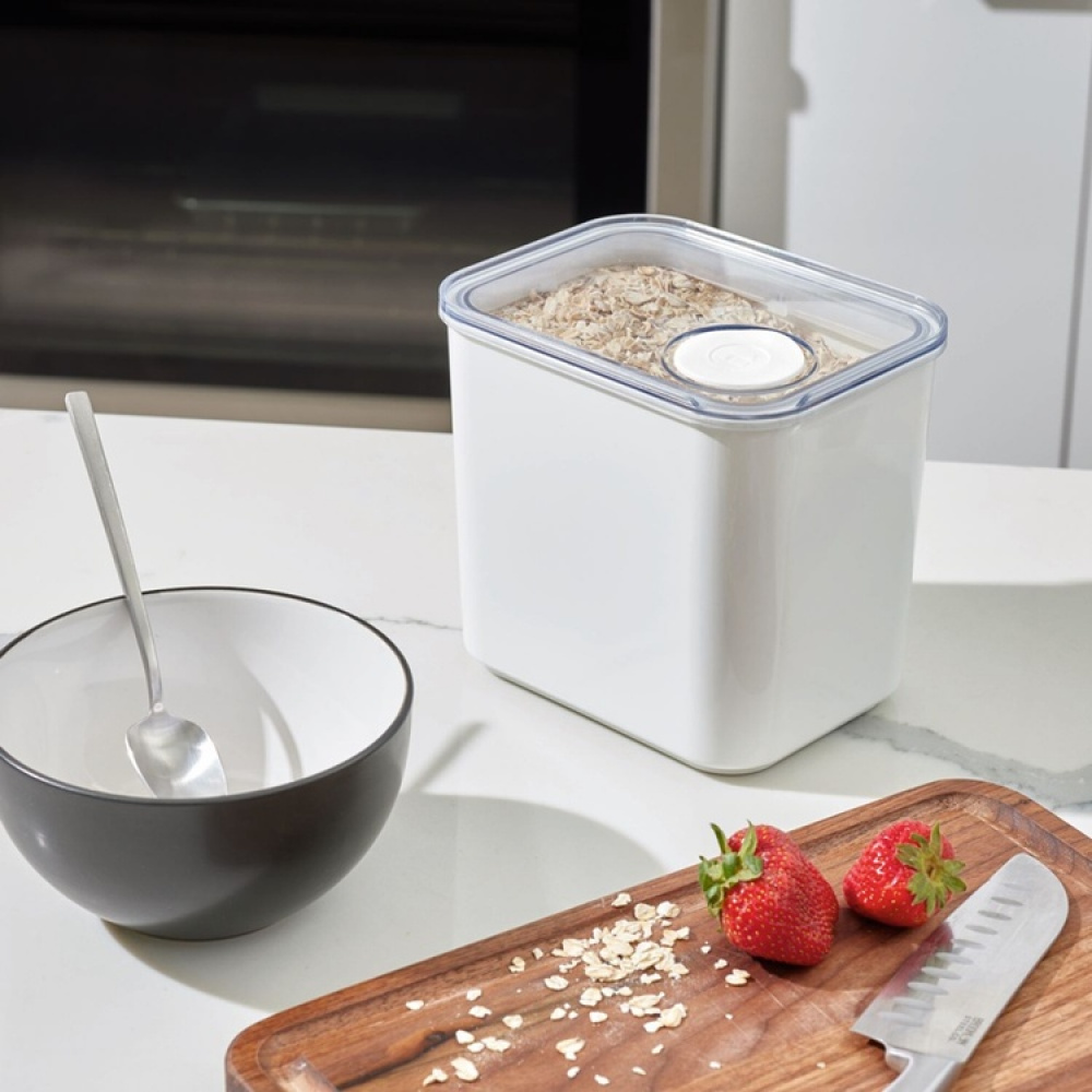 Lufttät Förvaringsburk, iD POUR LID MEDIUM CANISTER, 12 x 16,5 x H 22,5 cm, Vit / Transparent i gruppen Förvaring / Köksförvaring / Förvaringsburkar / iDesign förvaringsburkar hos SmartaSaker.se (41706)