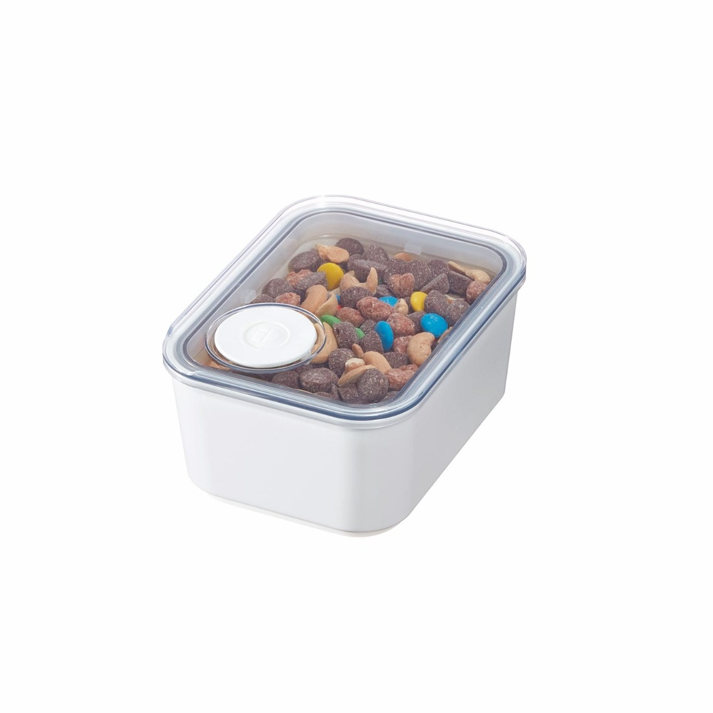 Lufttät Förvaringsburk, iD POUR LID SMALL CANISTER, 12,1 x 16,2 x H 7,6 cm, Vit / Transparent i gruppen Förvaring / Köksförvaring / Förvaringslådor och burkar hos SmartaSaker.se (41707)