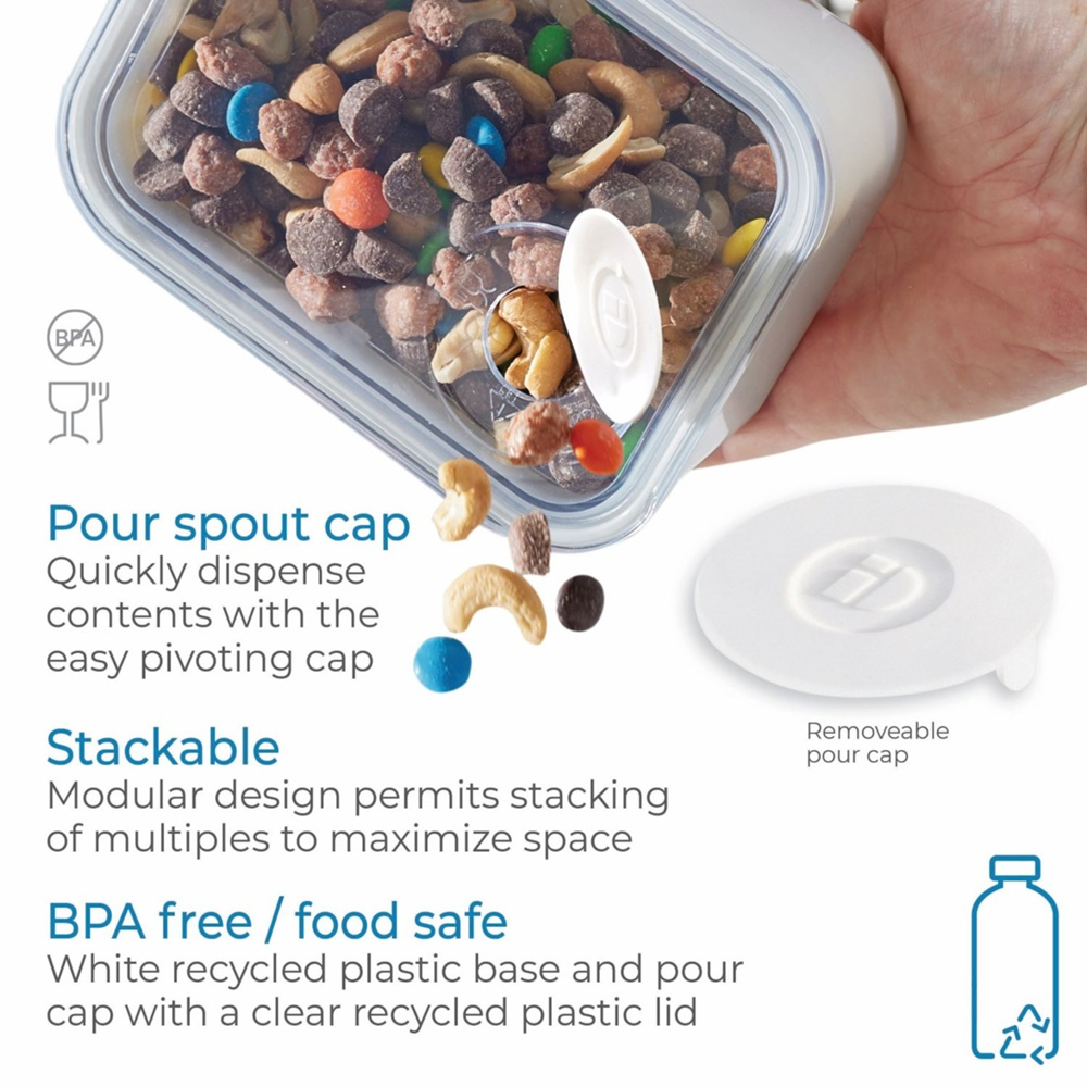 Lufttät Förvaringsburk, iD POUR LID SMALL CANISTER, 12,1 x 16,2 x H 7,6 cm, Vit / Transparent i gruppen Förvaring / Köksförvaring / Förvaringslådor och burkar hos SmartaSaker.se (41707)